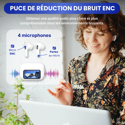 Wireless headphones with integrated screen