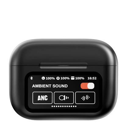 Wireless headphones with integrated screen
